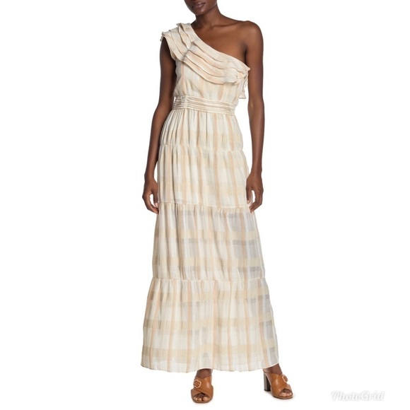Tularosa Avery One-Shoulder Maxi Dress Stripe L - Picture 2 of 10